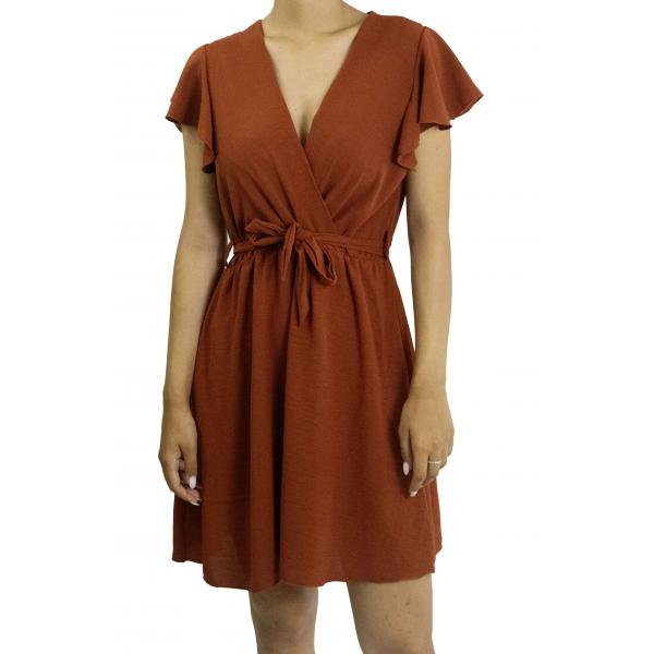 Vestito corto con fiocco scollo a V